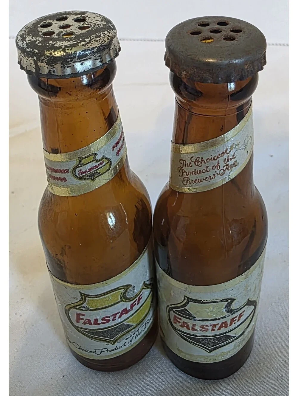 Vintage Fallstaff Beer Bottle Salt and Pepper Shaker Set